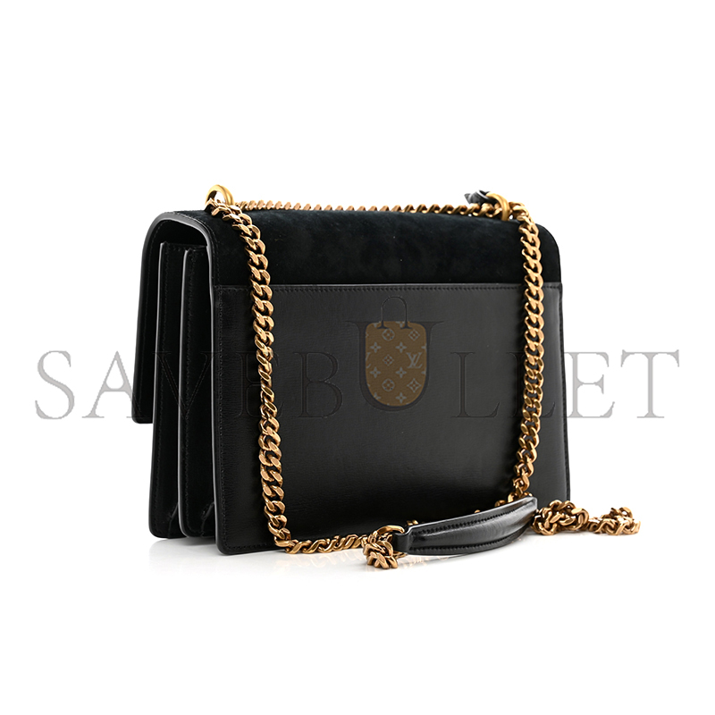 YSL SUNSET MEDIUM IN SUEDE AND LEATHER 422906 (22*16*8cm)